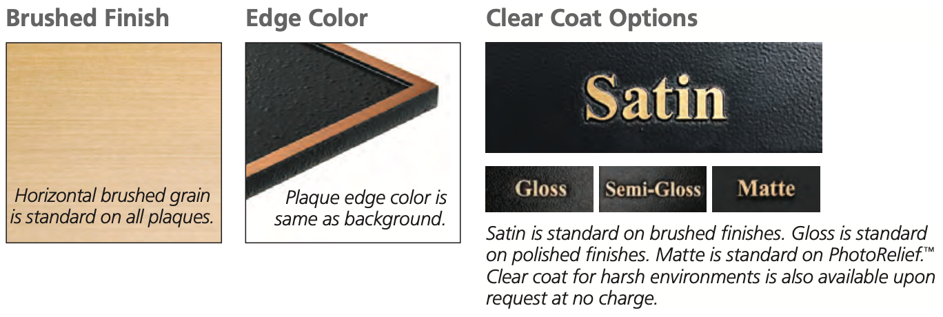 Standard Finish Options